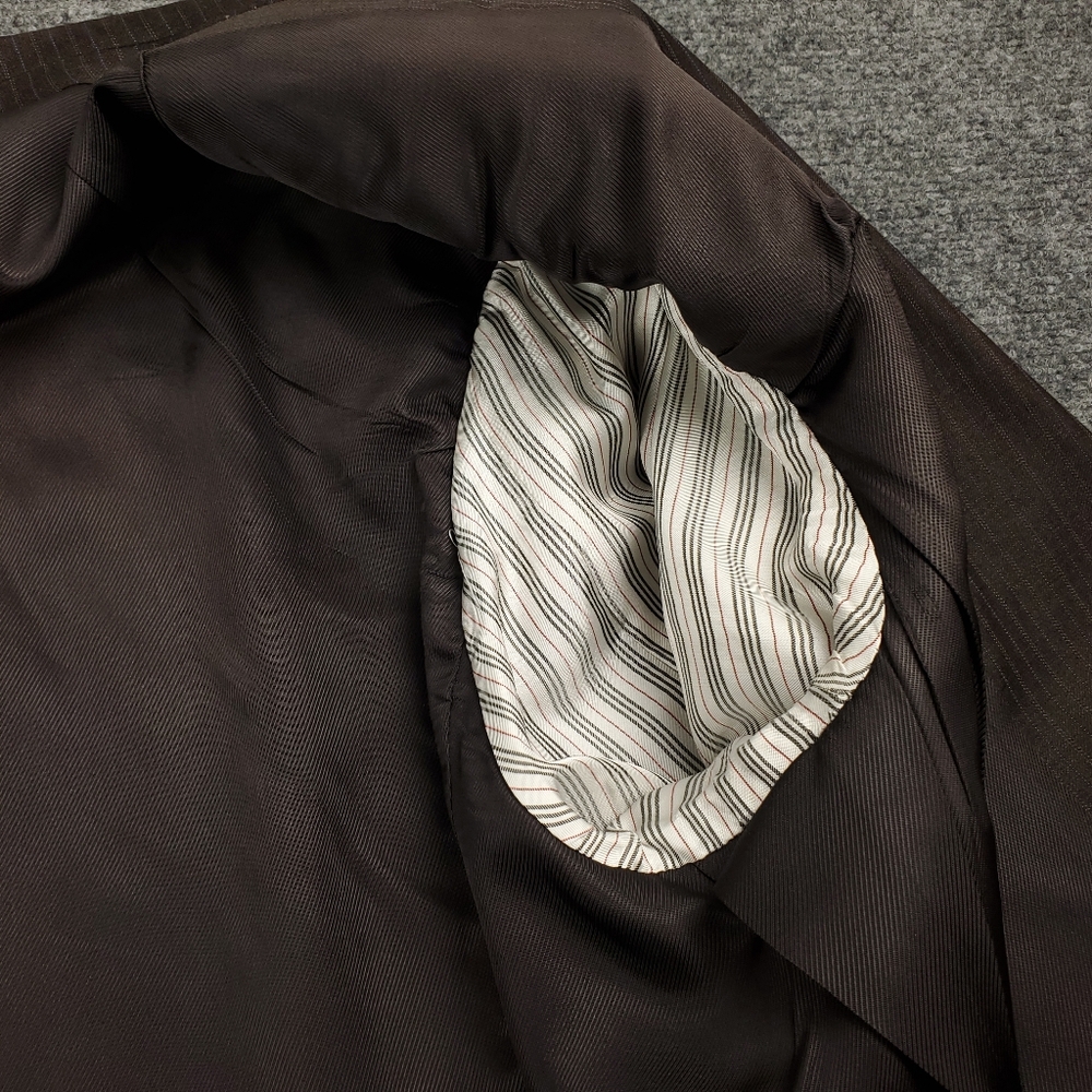 Burberry Blazer 44R Pinstripe Suit Jacket Sport Coat Brown Wool Luxury Formal - Picture 9 of 12